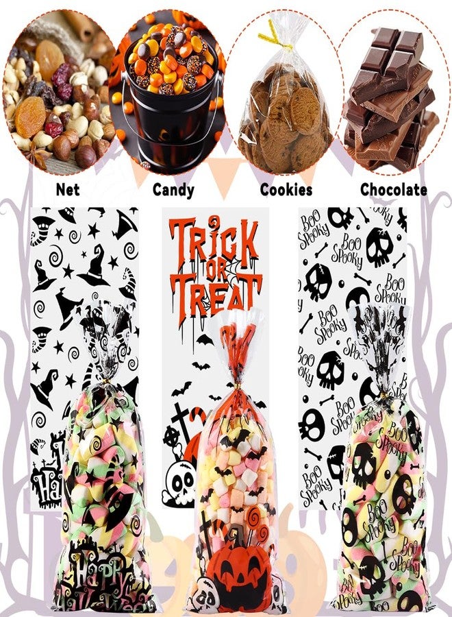 Vellibring 120 Pcs Halloween Cellophane Candy Bags with Gold Twists Ties - Clear Plastic Snacks & Cookies Packing Bags for Party Favor Supplies - Image 4
