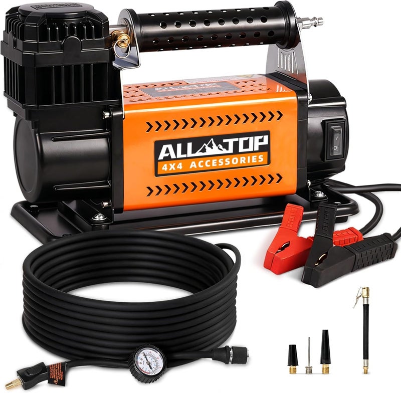 ALL-TOP طقم ضاغط الهواء المحمول ALL-TOP 12V، مضخة هواء ثقيلة للسيارات خارج الطريق، أقصى ضغط 150 PSI - Image 1
