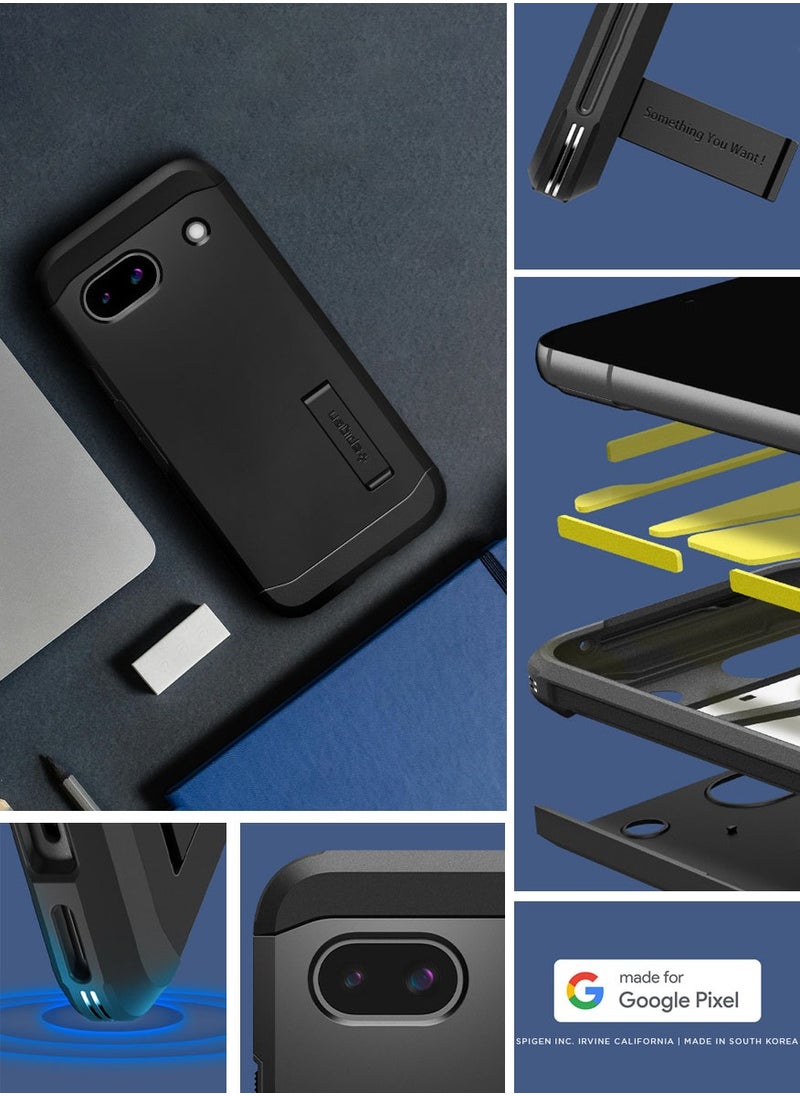 Spigen Tough Armor Google Pixel 8a Case Cover with Extreme Impact Foam & Kickstand - Black  - Image 3
