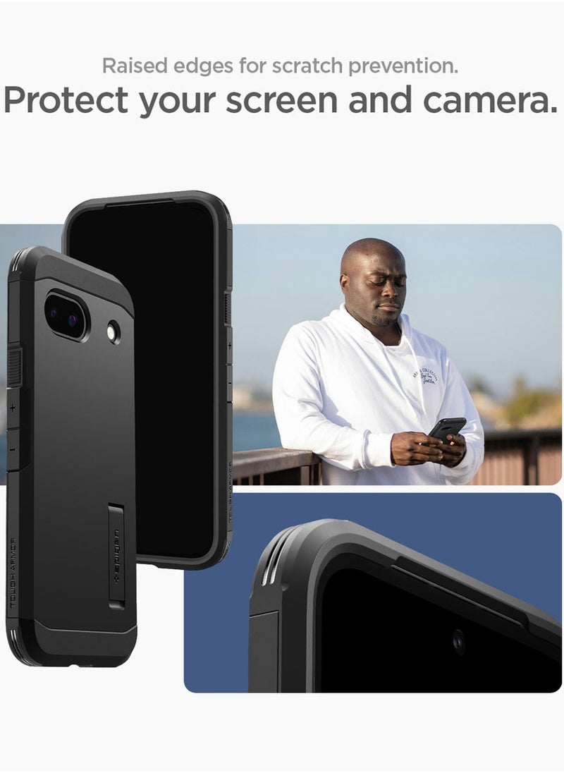 Spigen Tough Armor Google Pixel 8a Case Cover with Extreme Impact Foam & Kickstand - Black  - Image 2