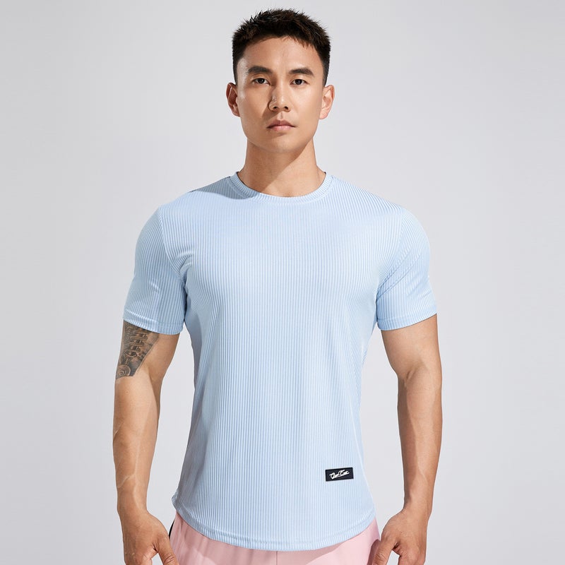 2023 New Men's Fitness Training Short-sleeved T-shirt Elastic Loose Spring and Summer Pullover Top Solid Color Base Shirt - Image 4