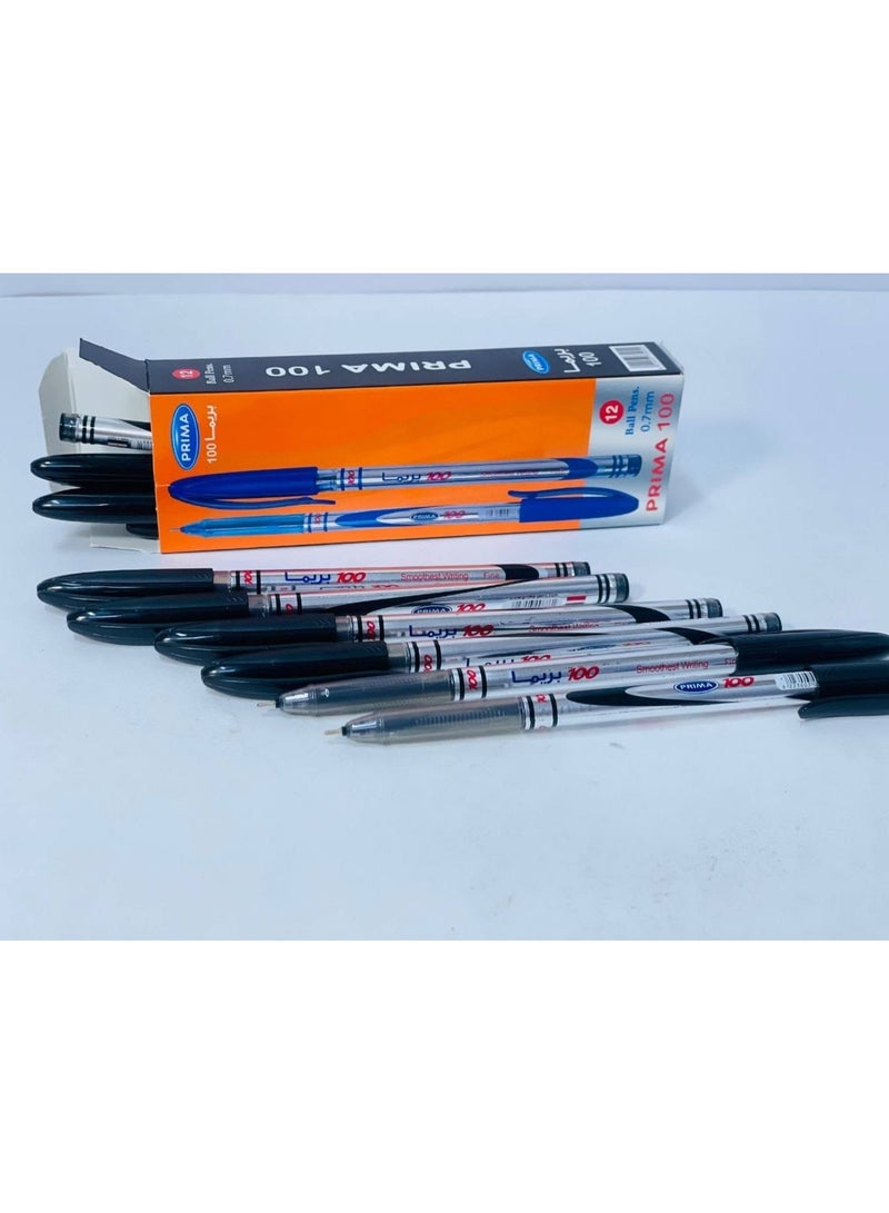 Ballpoint pen, 0.7 mm needle tip, in various colors, black ink. Box: 12 pens