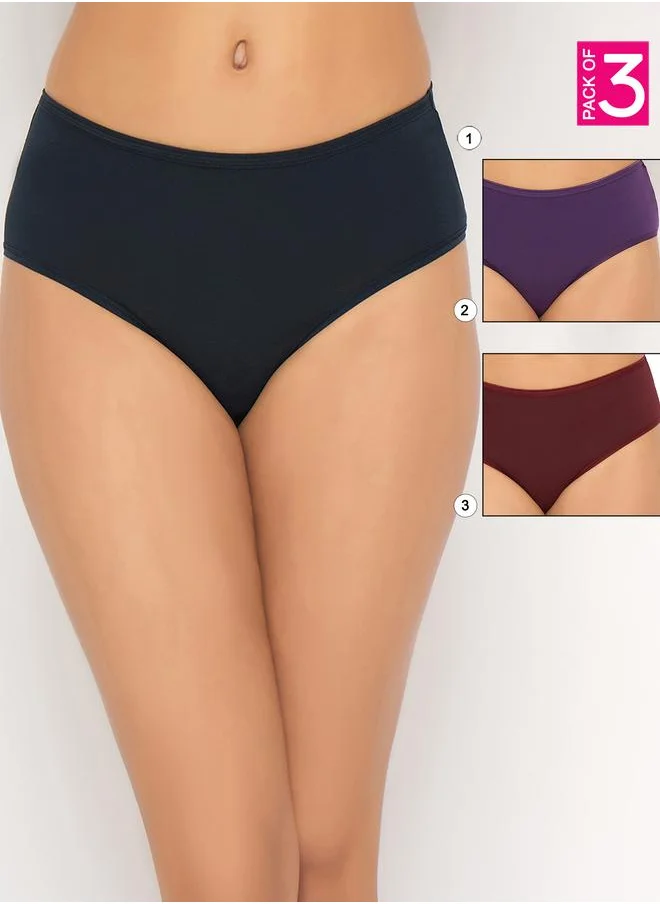 كلوفيا Clovia Pack of 3 - Solid Mid Rise Hipster Briefs