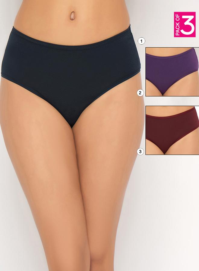 Clovia Pack of 3 - Solid Mid Rise Hipster Briefs - Image 1