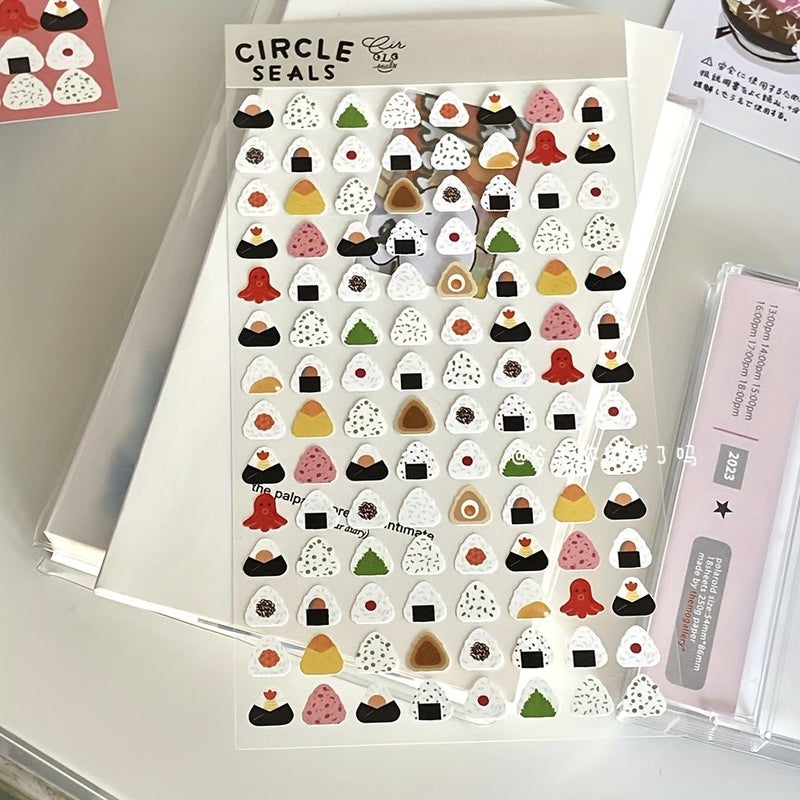 Cute Animal Sushi Rice Ball Stickers Decorative Food Fish Plate for Journaling Album - Image 1