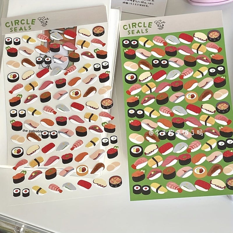 Cute Animal Sushi Rice Ball Stickers Decorative Food Fish Plate for Journaling Album - Image 4