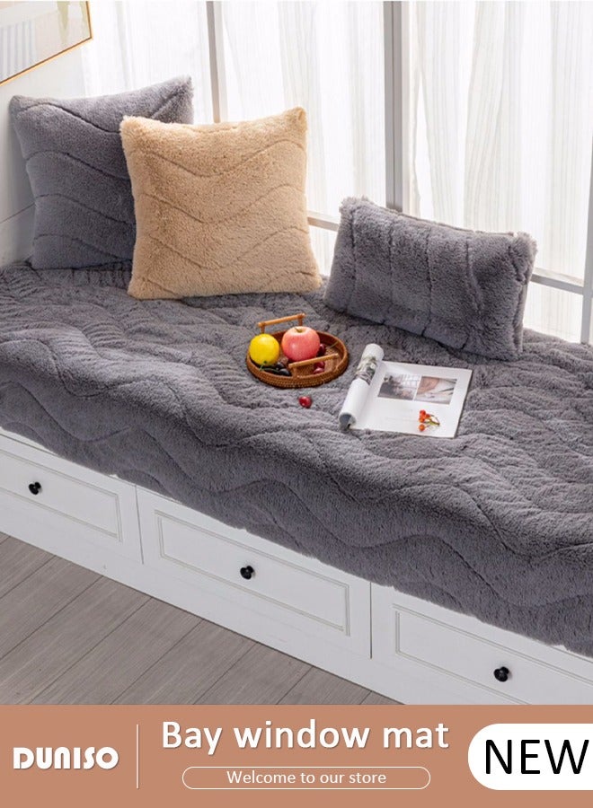 DUNISO Thick Plush Bay Window Mat Window sill Blanket, Non-Slip Bay Window Cushion Pad, Modern Windowsill Bench Seat Cushion for Indoor Tatami Sofa Decor Home Bedroom Living Room - Image 1