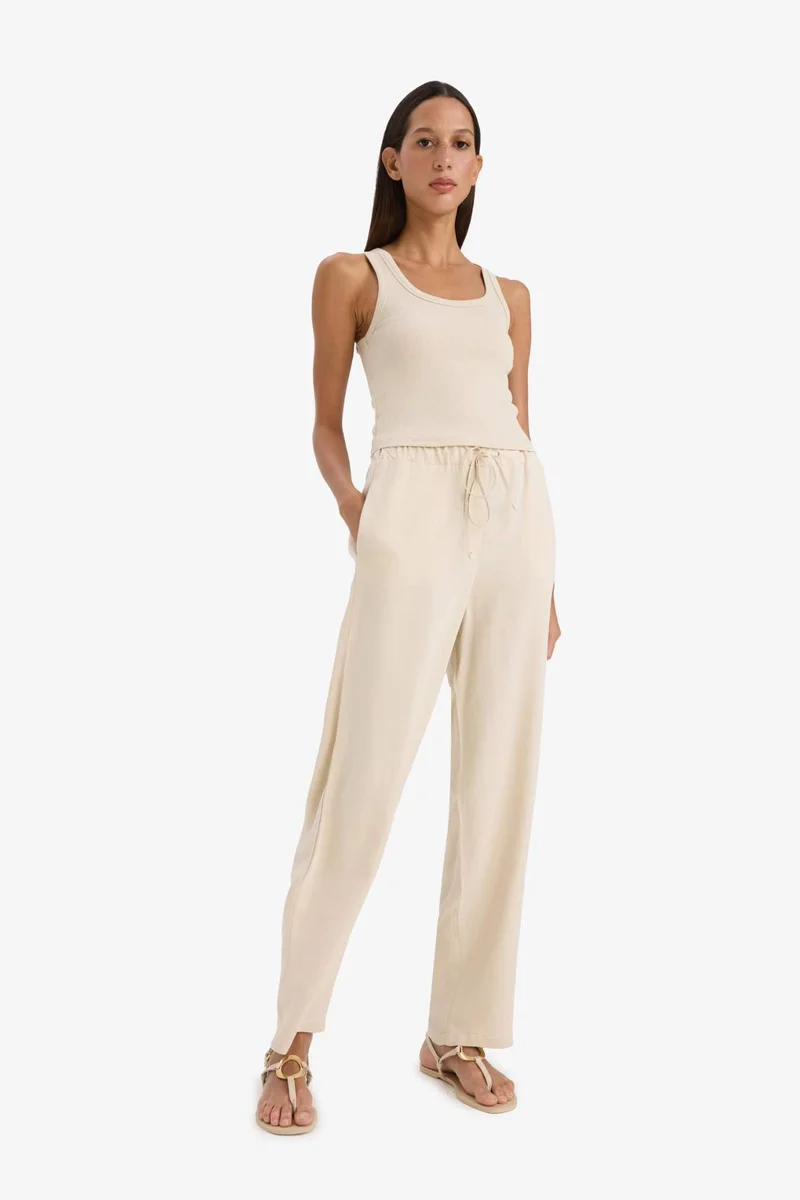 ديفاكتو Jogger High Waist Linen Trousers