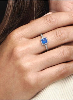 PANDORA Blue Square Sparkle Halo Ring  - Image 5
