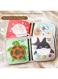 Generic Tear-And-Tear Book For Infant Early Education, Quiet Book With Velcro, Unbreakable And Chewable, Cognitive Educational Toy For 6-Month-Old Baby 8-Color:[ocean + Baby’s Day] Cloth Book Set Of Two  - Image 1