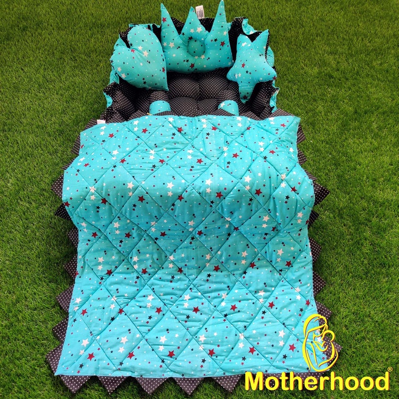 MOTHERHOOD MOTHERHOOD Rectangle Baby Tub Bed with 5 pc Baby Pillow and 1 Large Baby Blanket Luxury UltraSoft Comfortable Baby Mattress Bed Sleeper Bedding Set coSleeper for Newborn to Toddlers Z Sky D - Image 2