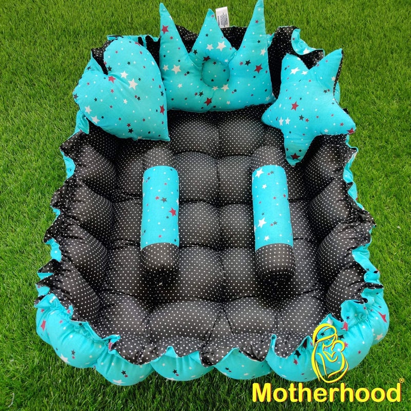 MOTHERHOOD MOTHERHOOD Rectangle Baby Tub Bed with 5 pc Baby Pillow and 1 Large Baby Blanket Luxury UltraSoft Comfortable Baby Mattress Bed Sleeper Bedding Set coSleeper for Newborn to Toddlers Z Sky D - Image 5