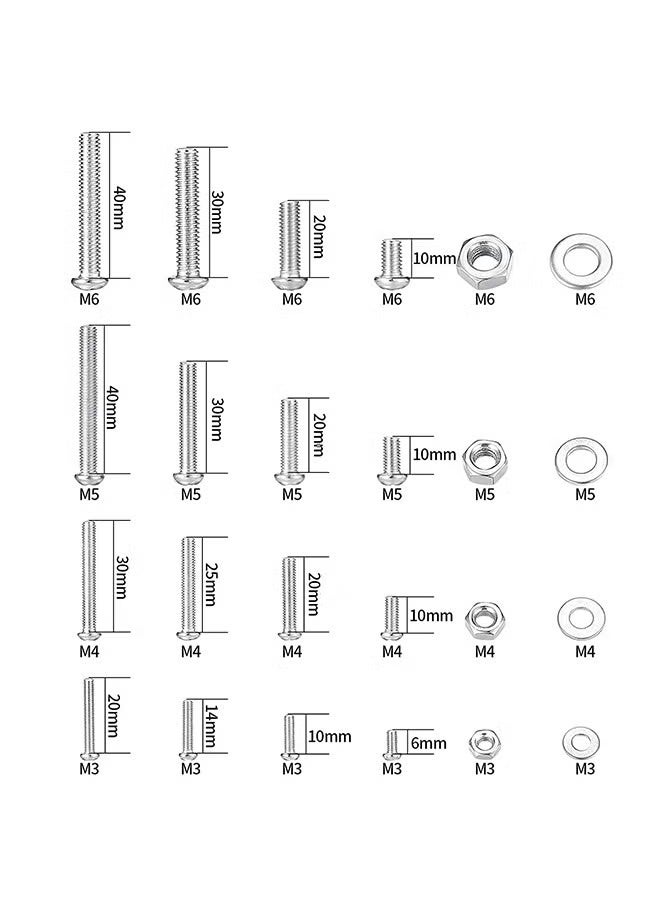 1080 Pcs Screws Bolts and Nuts Assortment Kit, Metric Machine Screws and Nuts and Bolts and Flat Washers, M3/M4/M5/M6 Phillips Slotted Pan Head Hex Bolts and Nuts Sets - Image 4