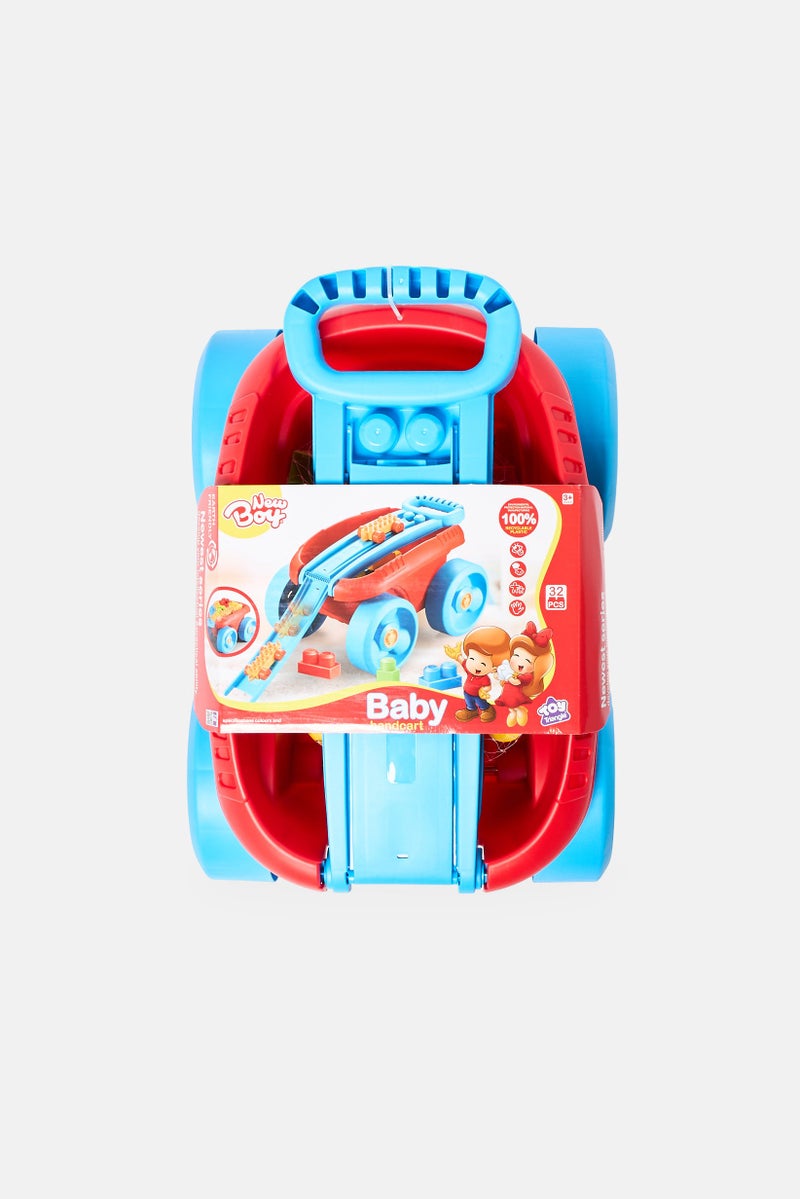 New Boy Baby Handcart With 32 Colorful Building Blocks - Image 1