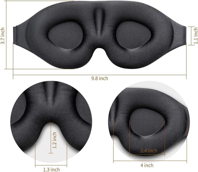 Greemito 3D Memory Foam eye mask for sleeping with Adjustable Strap Super Soft Sleeping Mask BlindFold for Comfortable Travelling Sleep for men and women - Black - Image 4