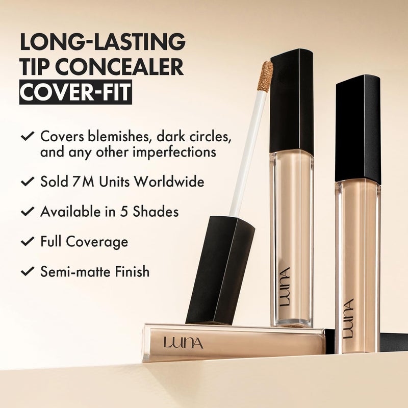 AK AEKYUNG LUNA Long-Lasting Tip Concealer Cover-Fit (#0.5 Proclein) Full Coverage, for Under Eye Dark Circles, Fine Lines, Redness & Discoloration, Korean Makeup 0.26 Fl Oz - Image 2