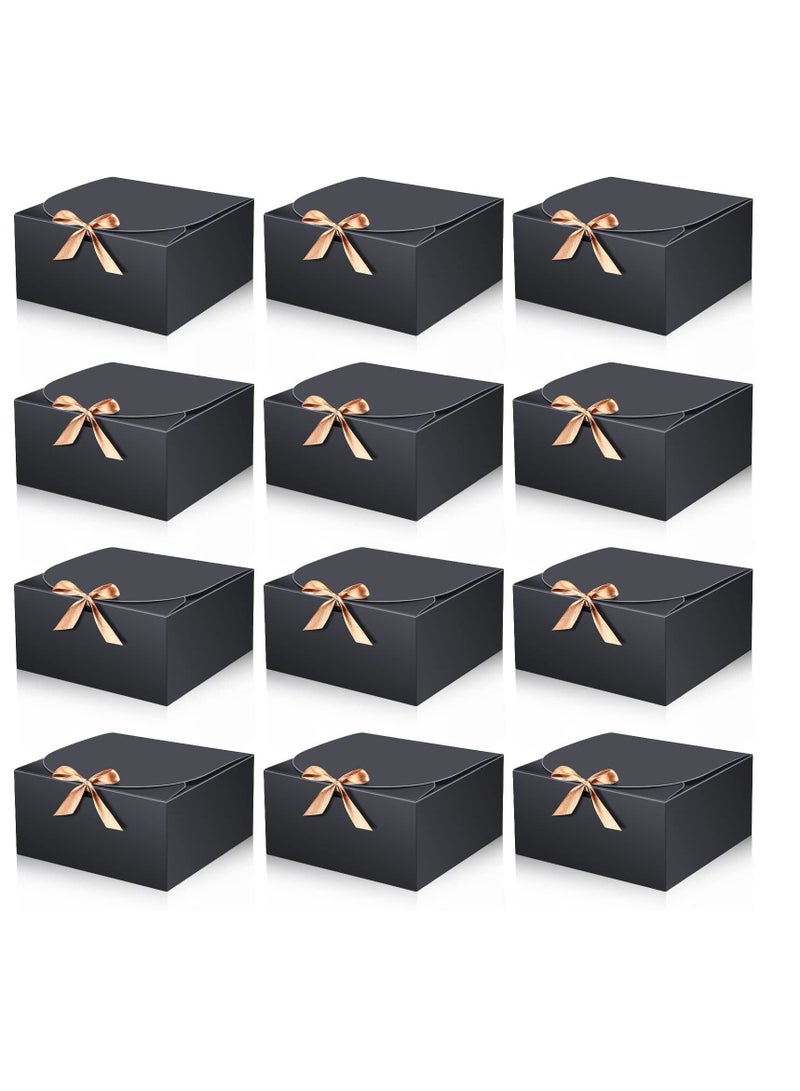 XiuWoo 12 Pcs Gift Boxes with Lids 6.5 x 2 Inch Bridesmaid Proposal Box Black for Presents Wedding Birthday  Packaging Chocolate Cupcake Crafting (Black) - Image 1