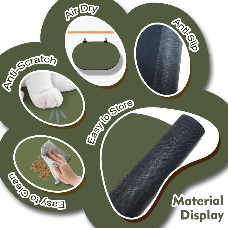 METEOROCK Pet Feeding Mat â€“ 20''x12'' Absorbent Dog Food Mat, Pet Water Mats Protect Floor, No Stains Quick Dry Bowl Mats, Non-Slip Rubber Base Pets Placemats for Food and Water, Dark Green - Image 4