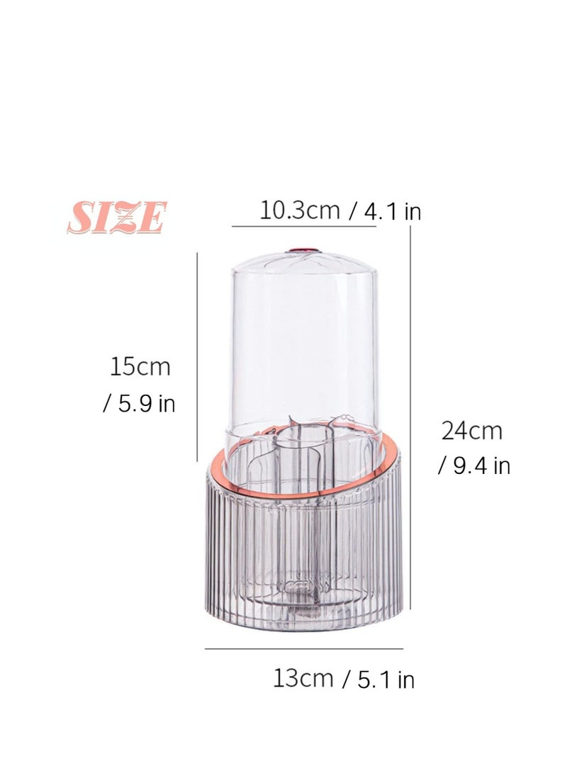 Excefore 360° Rotating Makeup Organizer, Makeup Brush Holder Organizer , Dustproof Make Up Brushes Container, Clear Make Up Storage  Organizers, Suitable for Vanity Bathroom Countertop (Rosy) - Image 2