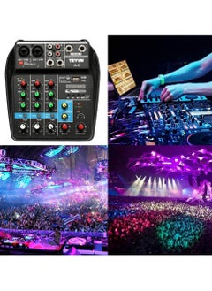 Audio Mixer Bluetooth USB Record 4-Channel BT Sound Mixing Console Mono Stereo Input Reverb Effects 48V Phantom PoweR Audio Interface Board for Stage Tuning Home KTV Studio Music etc  - Image 1