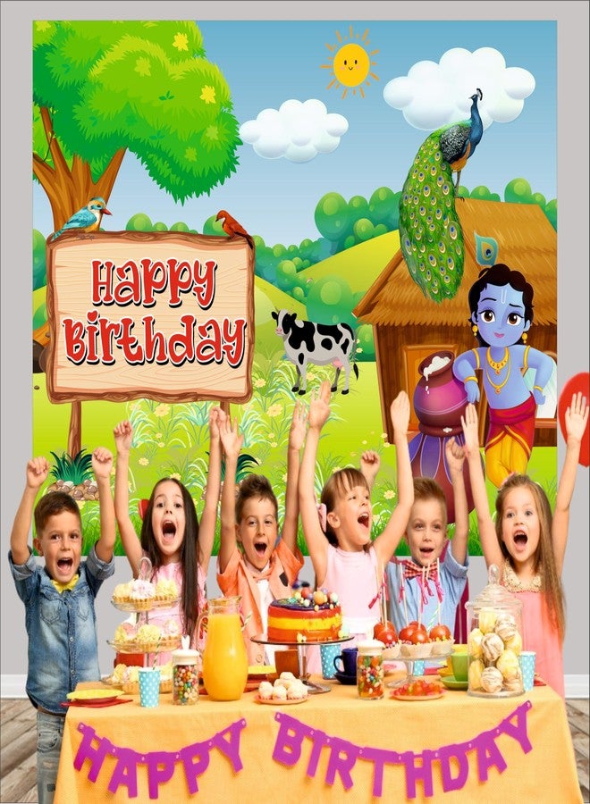 Party Baazaar خلفية عيد ميلاد كريشنا الصغير من بارتي بازار، 4×3 قدم | خلفيات للزينة | خلفية زينة عيد ميلاد | لافتة لحفلات الأطفال - Image 5