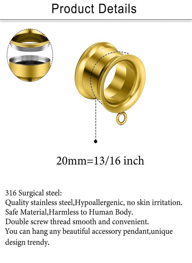 Cisyozi 20mm DIY Tunnels Plugs Gauges Earrings for Ears 13/16 inch 316L Surgical Stainelss Steel Gold Double Flare Tunnel Plug for Ear Dangle Gauges Accessories Piercing Jewelry Women Men 20 mm - Image 2