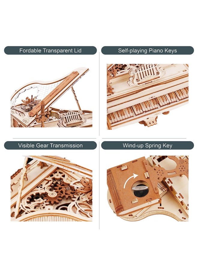RoWood 3D Puzzles For Adults Wooden Magic Piano Model Kits Mechanical Wooden Puzzles Gifts For Adults Puzzle Music Box For Adults Teens&Friends  - Image 3