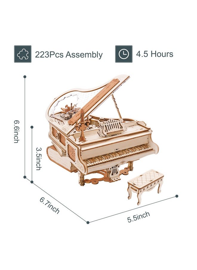 RoWood 3D Puzzles For Adults Wooden Magic Piano Model Kits Mechanical Wooden Puzzles Gifts For Adults Puzzle Music Box For Adults Teens&Friends  - Image 4