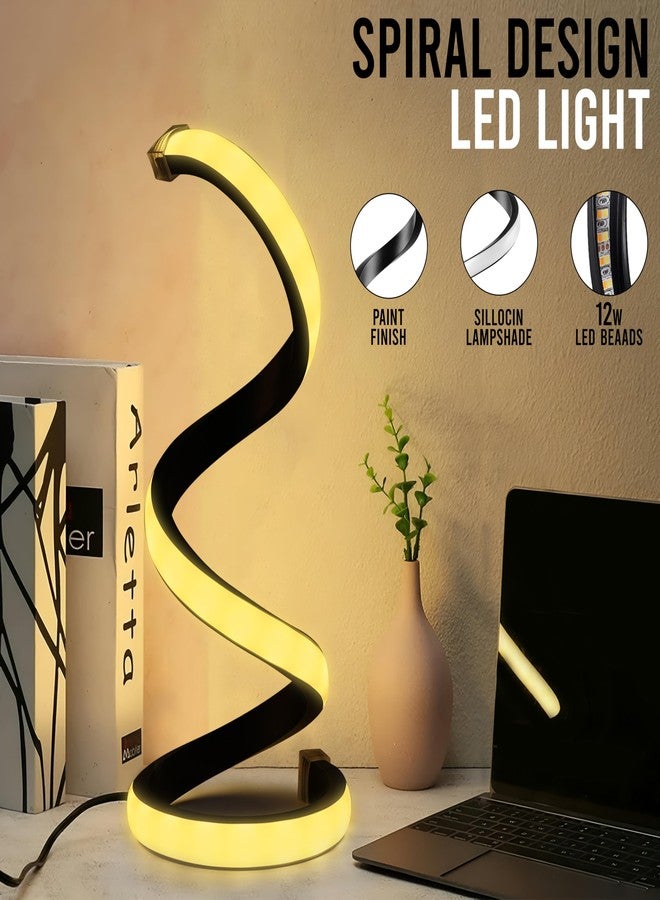 الجستو مصباح طاولة جيستو LED بجهد 5 فولت - يعمل بمنفذ USB مع مصباح LED قابل للتعتيم بثلاثة ألوان متغيرة | مصباح ليلي أنيق بتصميم حلزوني لغرفة النوم، غرفة المعيشة، غرفة الدراسة، والطاولة الجانبية - Image 4