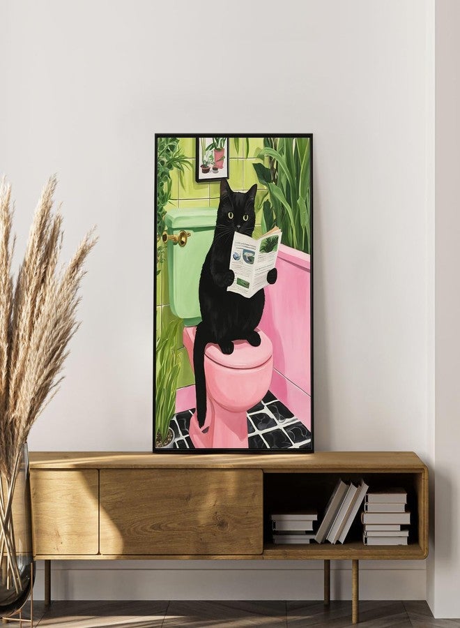 مجموعة رسم بالأرقام بإطار، مناسبة للمبتدئين من البالغين، رسم قطة سوداء، مجموعة رسم بالأرقام على قماش بإطار، مثالية لتزيين الحمام، لوحة زيتية أكريليك بالأرقام مع إطار، مثالية لتزيين المنزل، مقاس 8 × 12 بوصة - Image 3