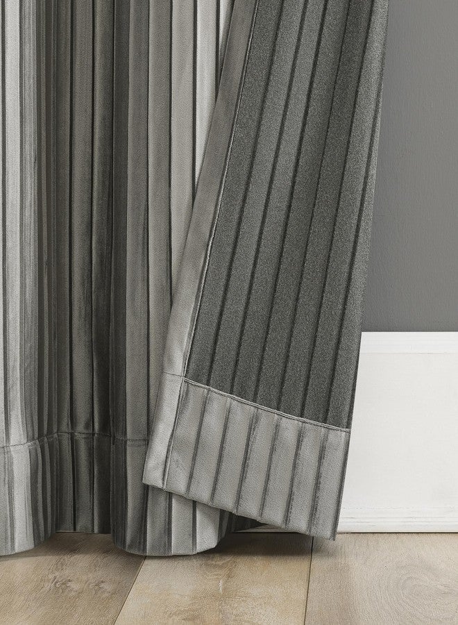 صن زيرو ستارة Sun Zero Scarlett، عبوة من قطعتين، مخملية مطوية، عازلة للصوت، مع حلقات معدنية، مقاس 40 بوصة × 84 بوصة، لون رمادي - Image 3