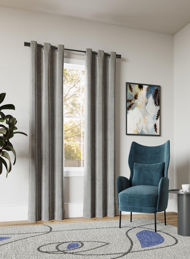 صن زيرو ستارة Sun Zero Scarlett، عبوة من قطعتين، مخملية مطوية، عازلة للصوت، مع حلقات معدنية، مقاس 40 بوصة × 84 بوصة، لون رمادي - Image 5