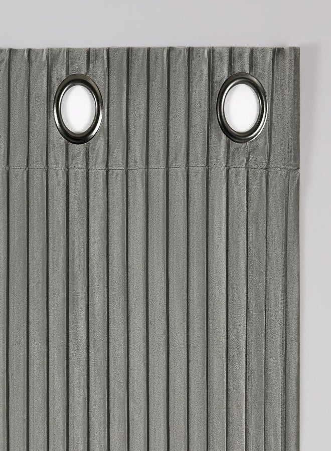 صن زيرو ستارة Sun Zero Scarlett، عبوة من قطعتين، مخملية مطوية، عازلة للصوت، مع حلقات معدنية، مقاس 40 بوصة × 84 بوصة، لون رمادي - Image 4