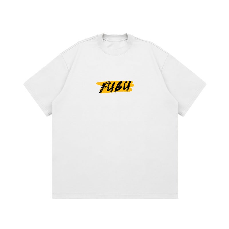 260G American Style Retro Letter Graffiti Print T-Shirt Loose Casual Couple Oversize Short Sleeve Top - Image 1