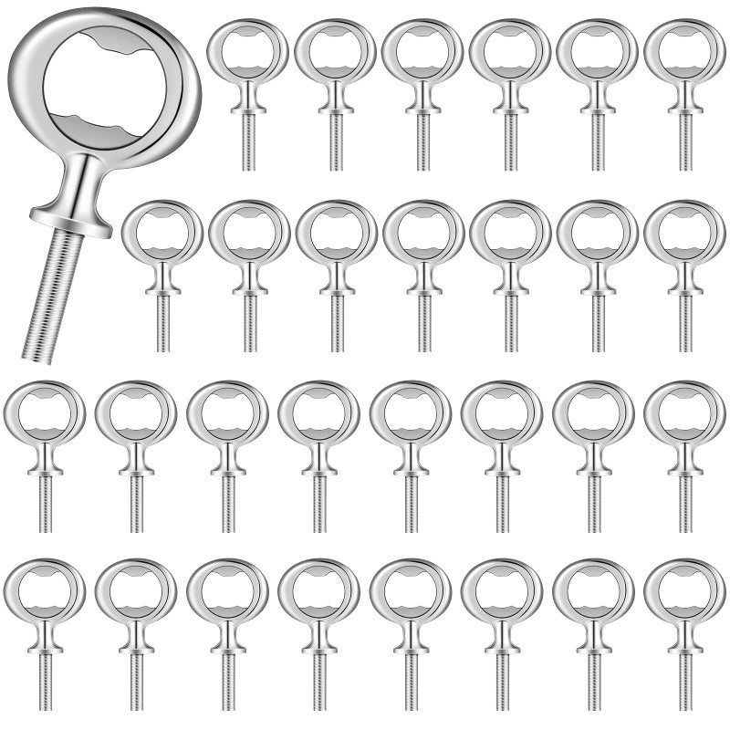 Metal Bottle Opener Kit Blank Bottle Opener Stainless Steel Open Inserts Hardware for Wedding Wine Party DIY Project Craft Wood TurningSilver30 Pieces