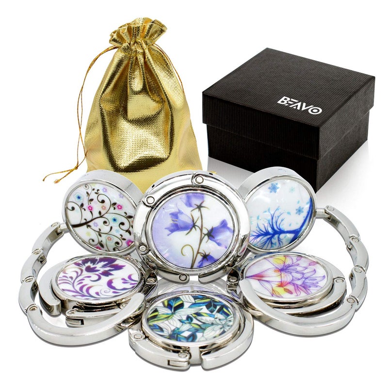 BEAVOING Set of 6 Mixed Pattern Foldable Womens Bag Purse Hook Handbag Hanger Holder - Image 1