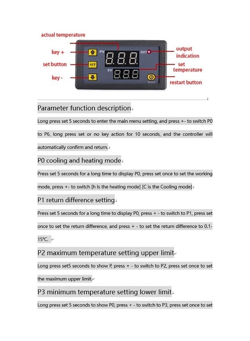 واي آند دي Digital LED Temperature Controller Module, 2 Pcs Precise Programmable Thermostat Switch with Waterproof Probe, for Heating Cooling, -50℃ to 120℃ (12V, 10A, 120W Capacity) - Image 4