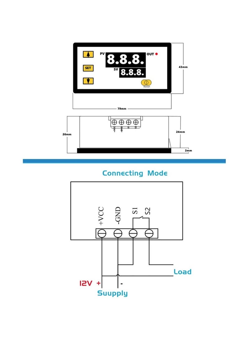 واي آند دي Digital LED Temperature Controller Module, 2 Pcs Precise Programmable Thermostat Switch with Waterproof Probe, for Heating Cooling, -50℃ to 120℃ (12V, 10A, 120W Capacity) - Image 3