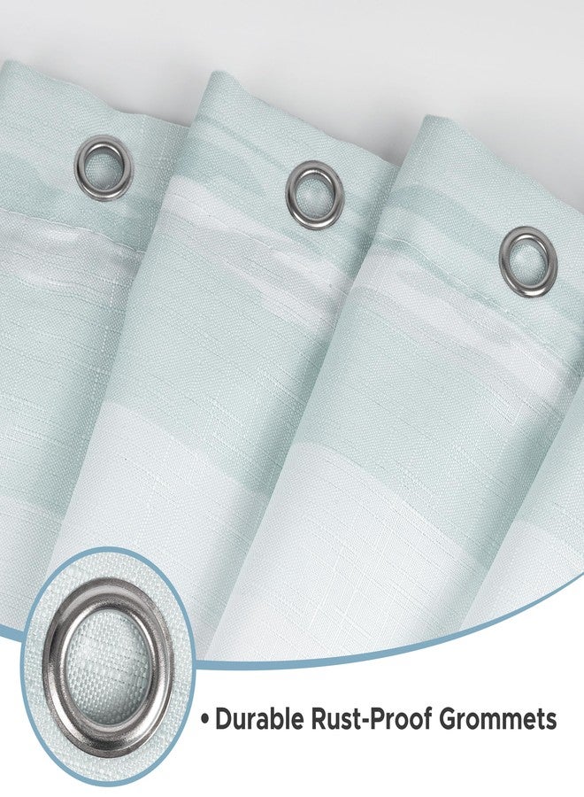Sunlit Ombre Teal Textured Slubbed Fabric Shower Curtain, Teal Blue and White Stripe Shower Curtains for Bathroom Decoration, Wave Striped Bathroom Curtains, 71x71 - Image 5