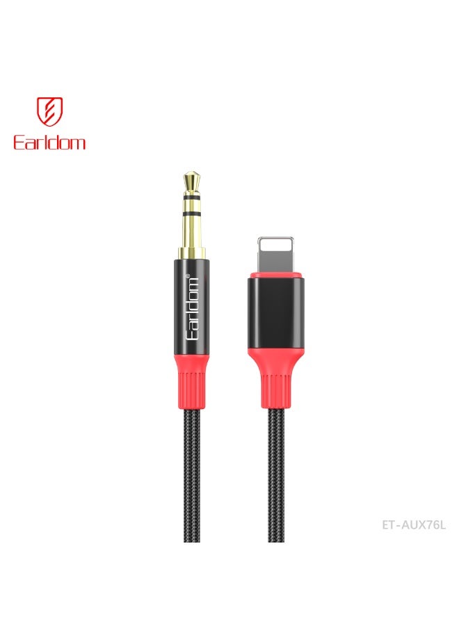 Earldom cable AUX76   Lightning to  AUX exchange cabl 1 meter – Black - Image 1