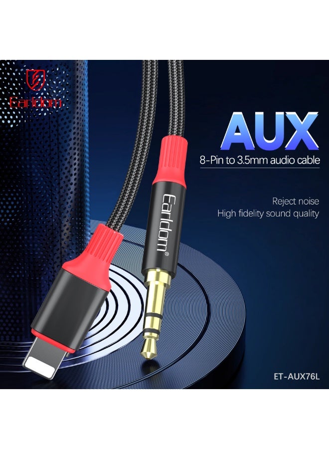 Earldom cable AUX76   Lightning to  AUX exchange cabl 1 meter – Black - Image 2