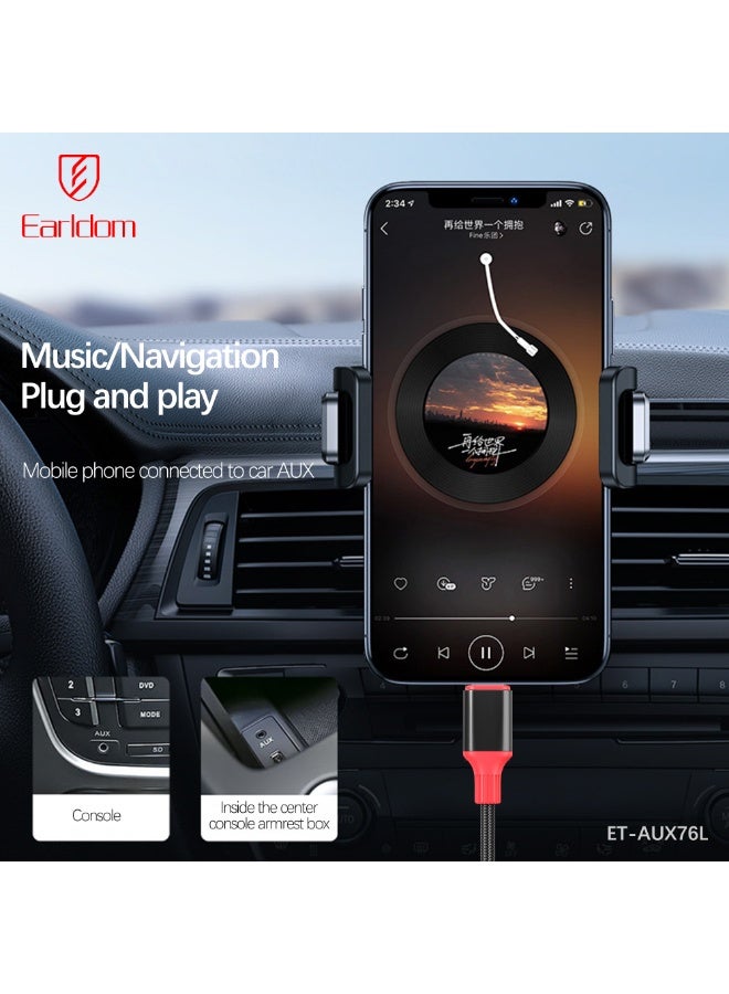 Earldom cable AUX76   Lightning to  AUX exchange cabl 1 meter – Black - Image 3