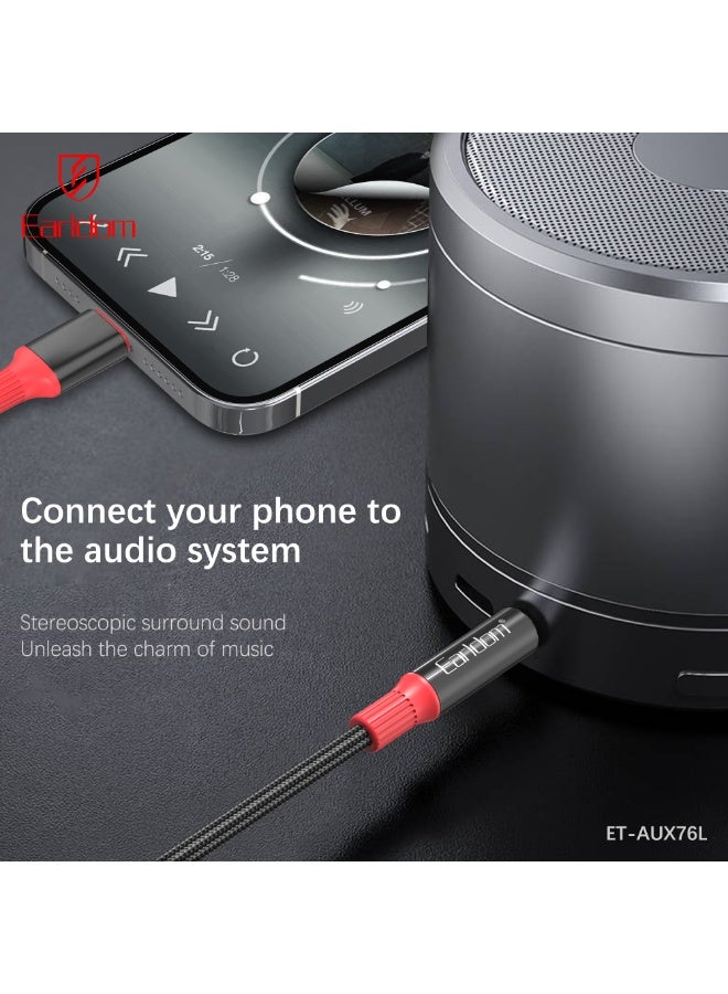 Earldom cable AUX76   Lightning to  AUX exchange cabl 1 meter – Black - Image 4