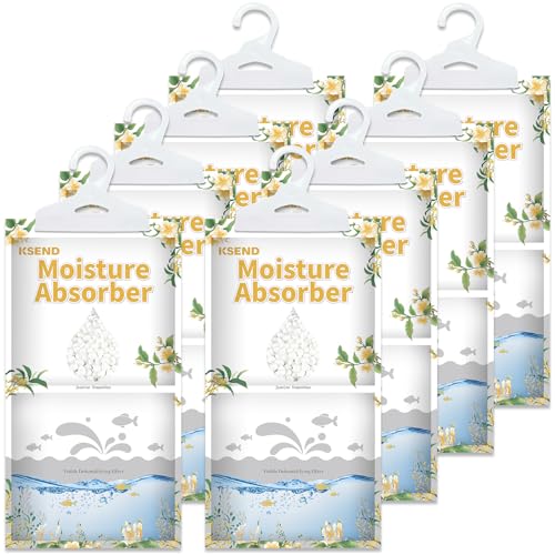 Ksend Moisture Absorbers 8 Packs - 9.8 oz Dehumidifier Bags, Portable Moisture Hanging Bags for Closet, Bathroom and Kitchen, Jasmine Osmanthus Scent, 11.8" x 6.3" - Image 1