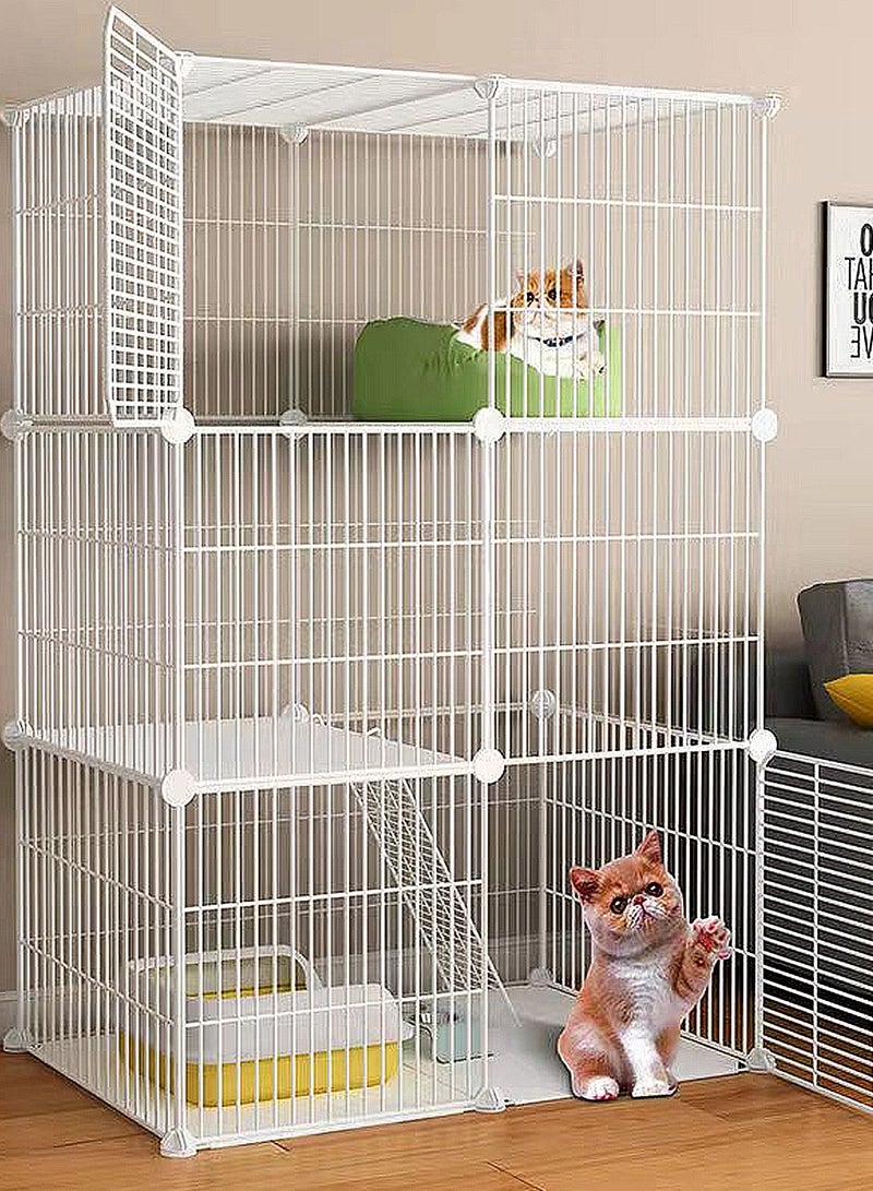 Kidle Cat Cage Home Kitten Villa Large Free Space Encrypted Cat House Three Layers Small Cat House Indoor  - Image 4