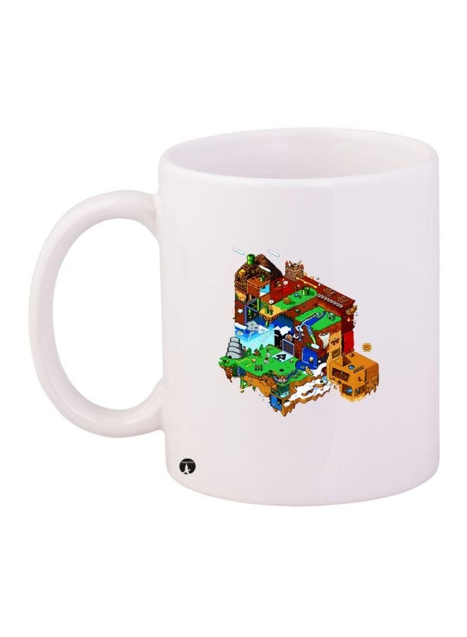 RYN Video Game Printed Coffee Mug White/Brown/Green 11ounce