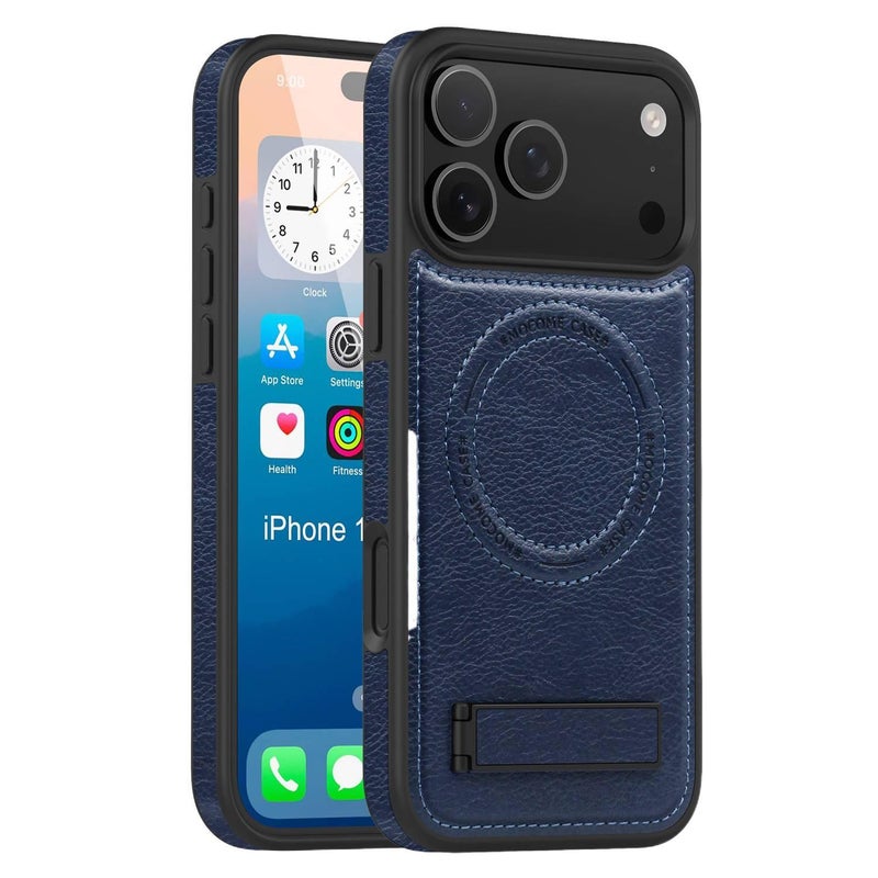 MagSafe iPhone 17 Scratch Resistant Protective PC Case for 17 Air 17 Pro 17 Pro Max and Kickstand in Blue - Image 1