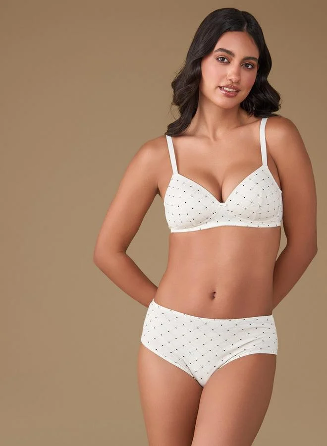 سبلاش فيڤ حمالة صدر مبطنة بطبعة قلوب كاملة مع أشرطة قابلة للتعديل