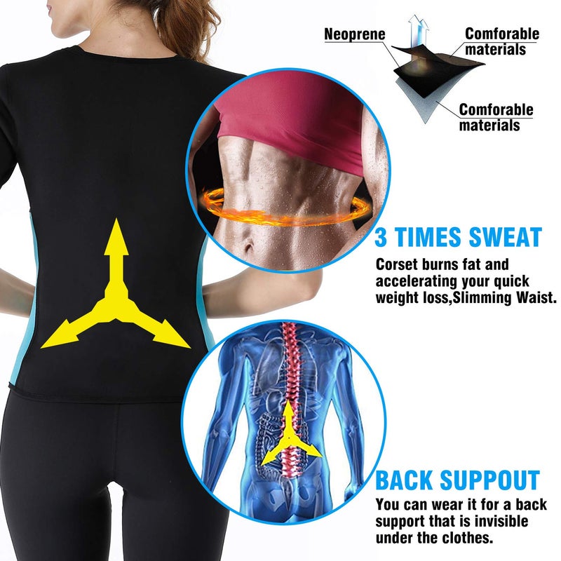 NonEcho Women Sauna Body Shaper Sweat Suit Sleeve Spa Cami Hot Neoprene Slimming Workout Vest Waist Trainer Top - Image 3