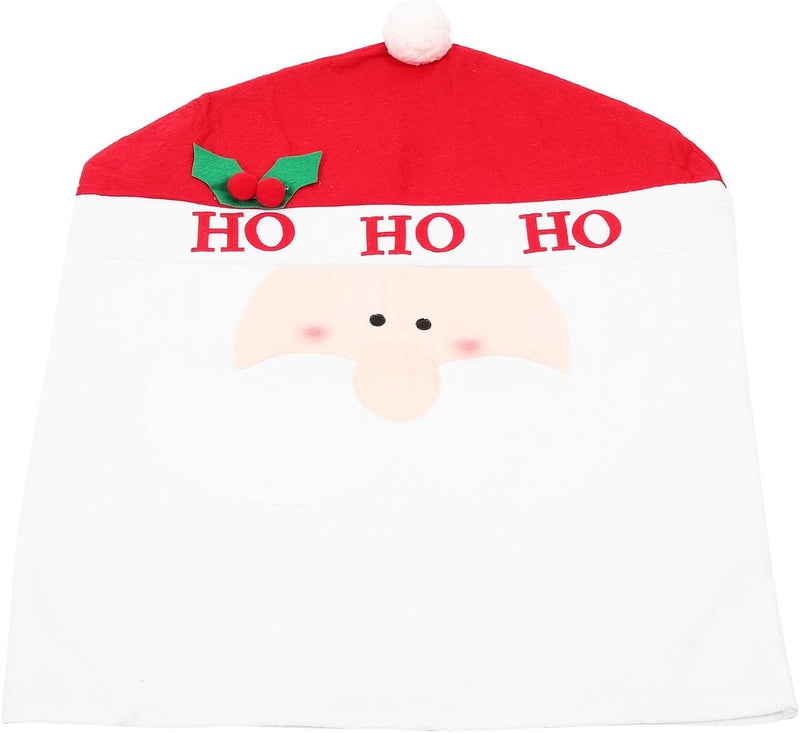Christmas Chair Cover and Seat Slipcover, Santa Claus Pattern Dining Chair Back Protector, Stretch Fabric Seat Cover for Holiday Home Décor - Image 1